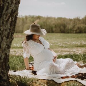 Elegant White Lace Maternity Dress bohi babydolla maternity photoshoot dress